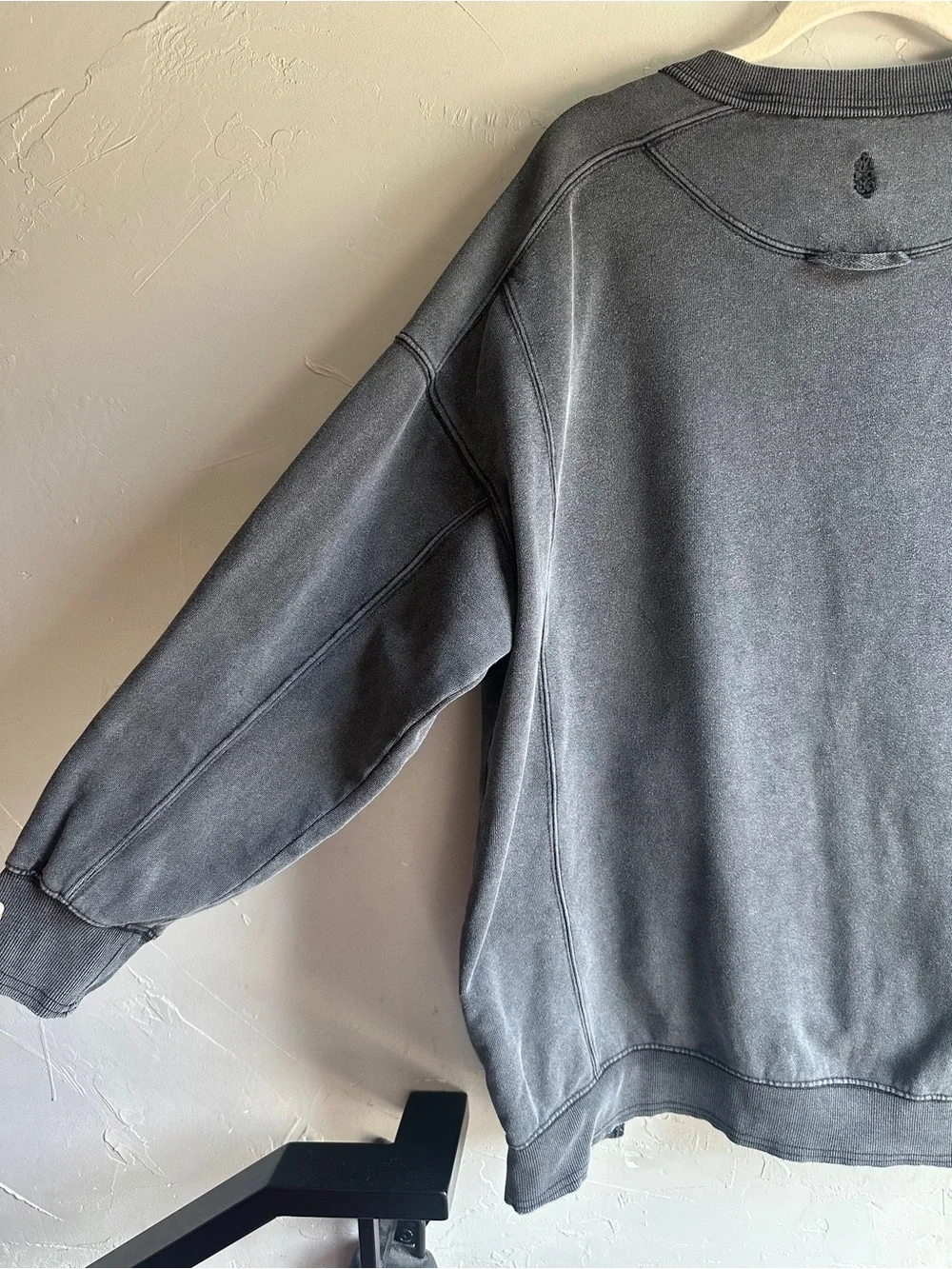Free People Washed Black Intercept Tunic Pullover Loungewear Sweatshirt Sz S